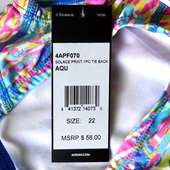 XS ADIDAS “ One Piece Aqua Solace” Swimsuit NWT! - Picture 2 of 4